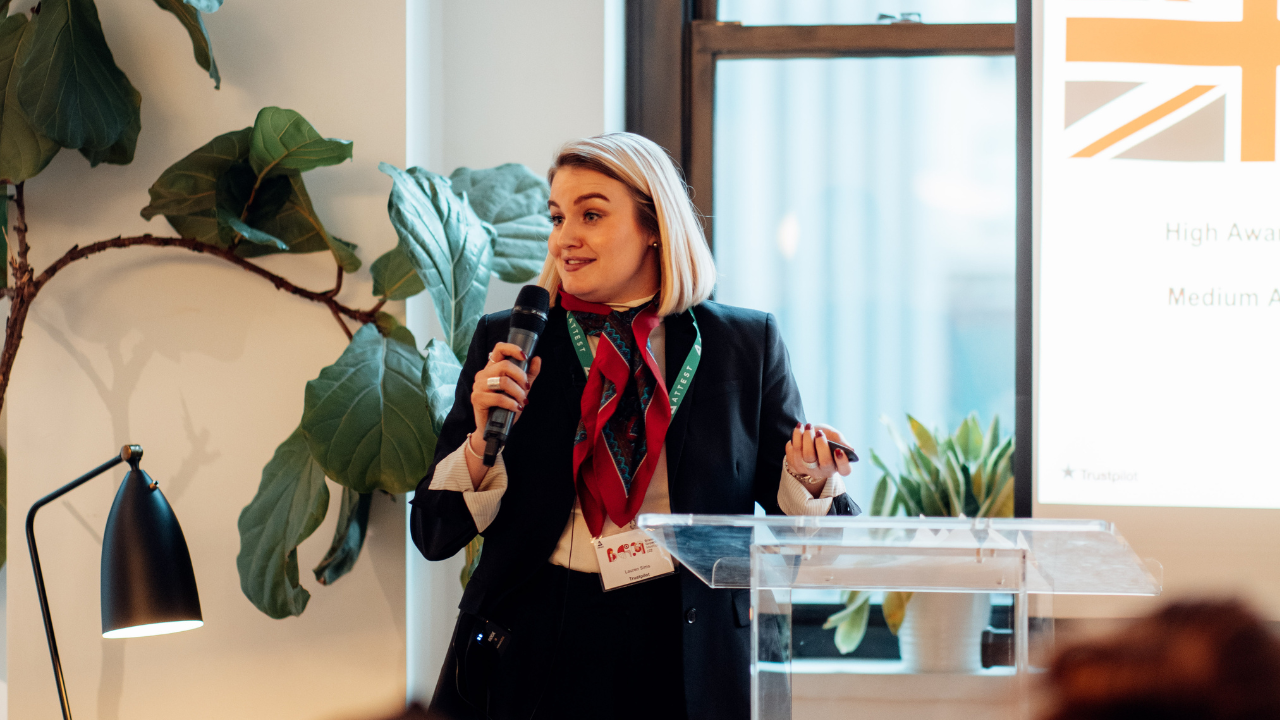 Lauren Sims, Trustpilot's Head of Consumer Marketing at the Attest Brand Growth Meetup